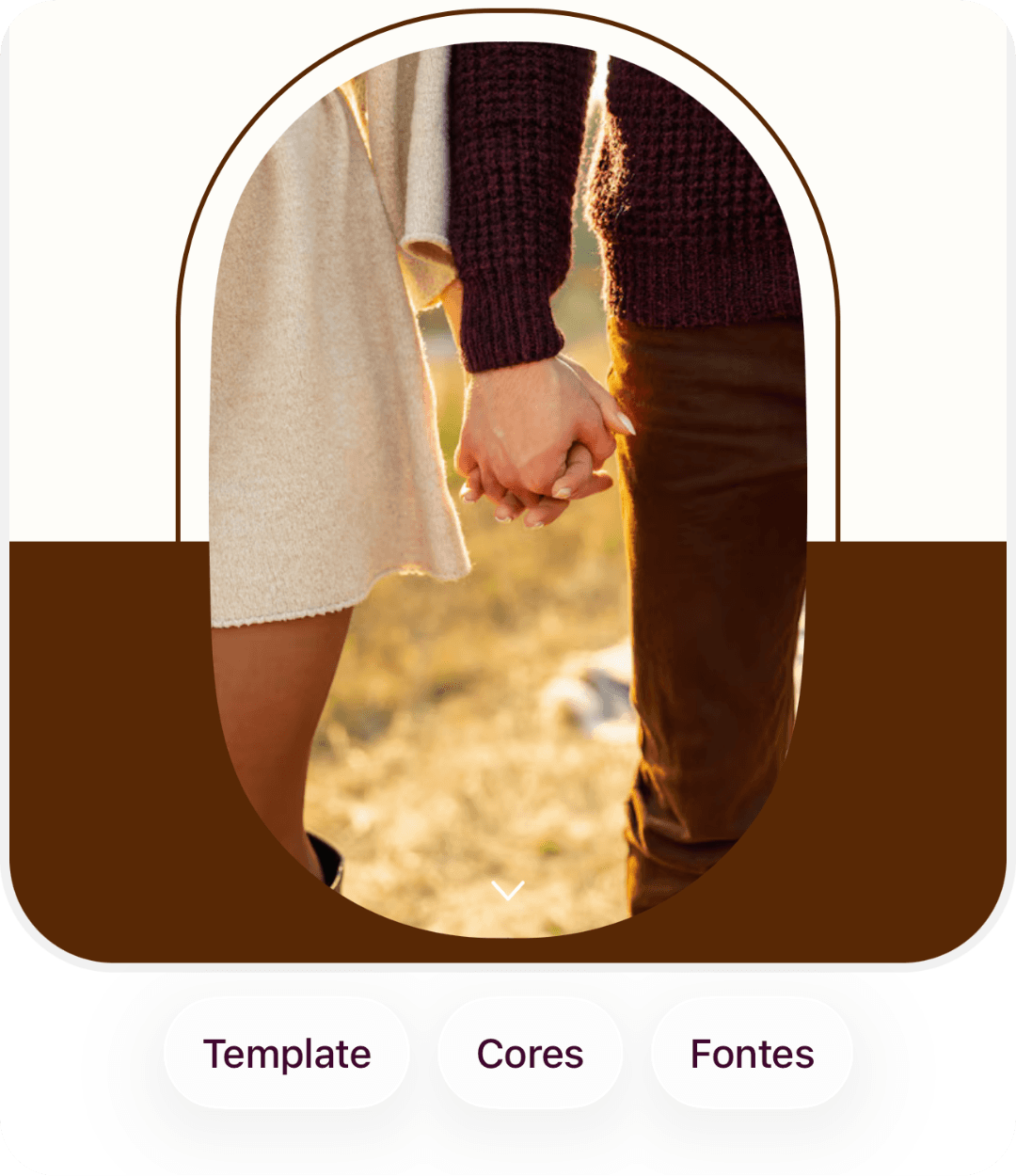 Editor do site do evento no app Uma Festa, com template, cores e fontes